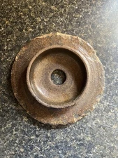 ANTIQUE 7” PRIMITIVE STONEWARE BUTTER CHURN CROCK LID DARK BROWN