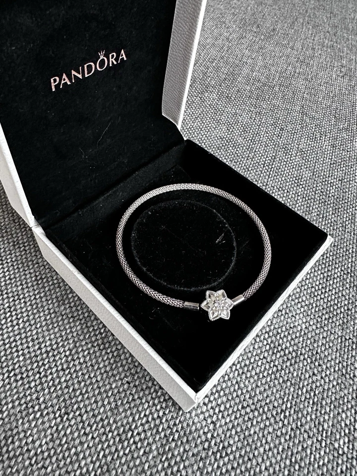 Pandora Armreif Silber Verschluss Schneeflocke, 19cm wie neu OVP - Bild 2 von 3