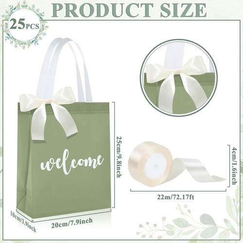 25 Stück Salbeigrün Willkommenstüten für Hochzeitsgäste Geschenktüten Willkommen Hochzeit... - Bild 2 von 7