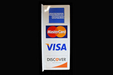 Vintage Gas Service Station Credit Card Advertising Metal Flange Sign Visa Amex