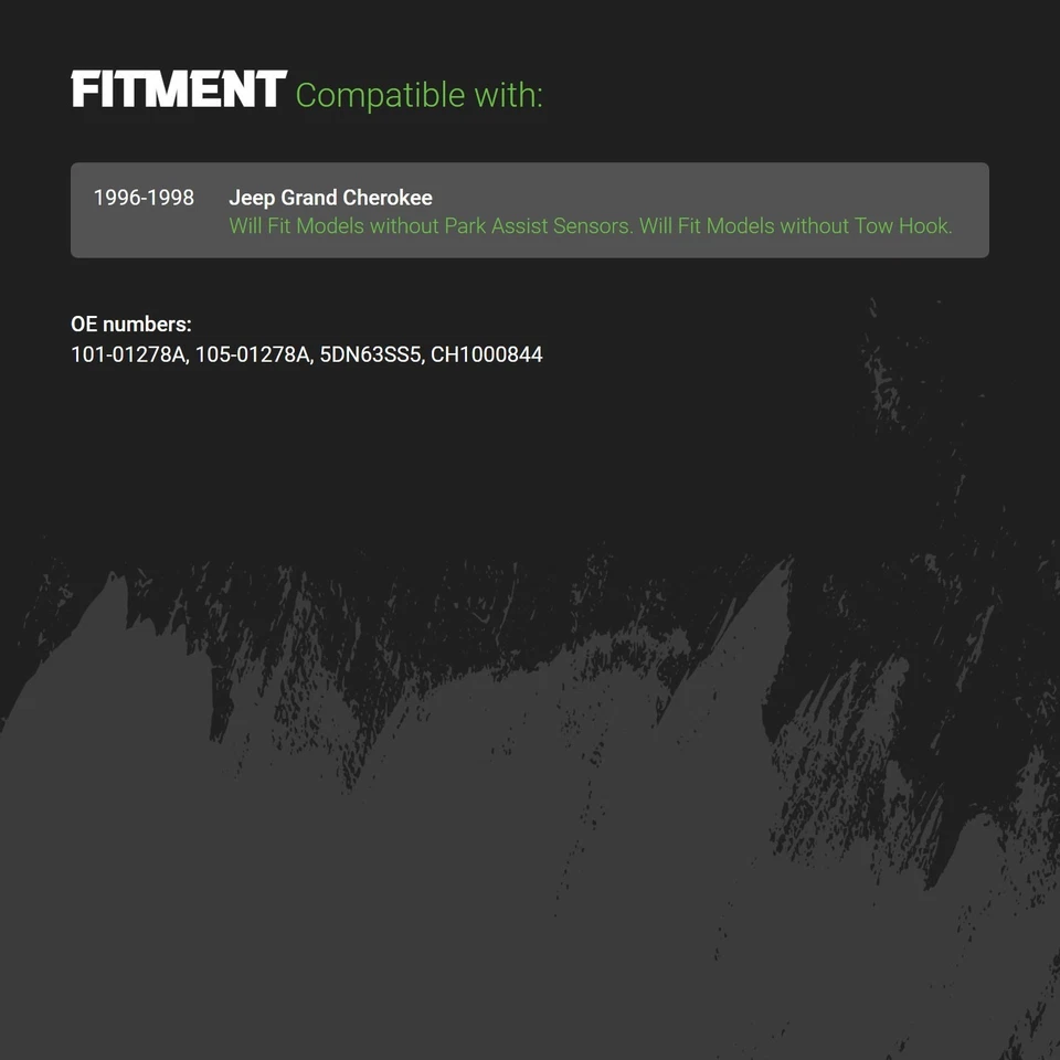 For Jeep Grand Cherokee 96-98 Replacement Front Bumper Cover Standard Line Foto 2 de 2