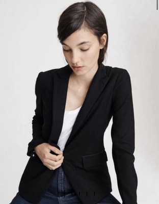 Rag & Bone Womens Size 4 Black Lexington 100% Wool Tailored Blazer Jacket