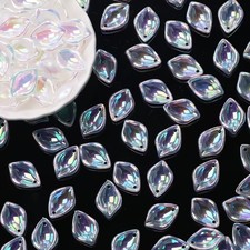 100x Flower Petal Leaf Glass Charms for Earrings Necklace Jewelry Making