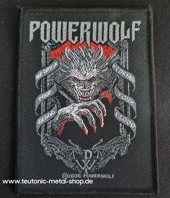   Powerwolf - We Drink Your Blood gewebter Aufnäher - woven Patch NEU