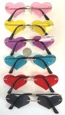 Heart Shaped Sunglasses 6 Colors Plastic Frameless High Fashion Adult