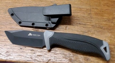 Ozark Trails Black Fixed Blade Knife With Sheath China Hunting Camping 