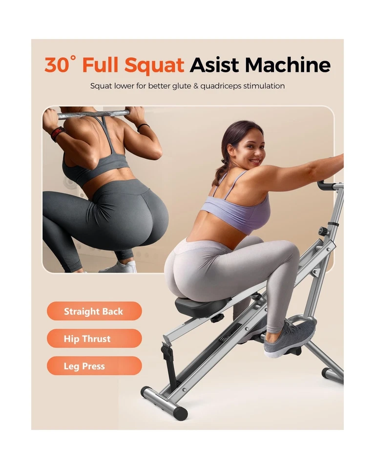 Sportsroyals Máquina de Sentadillas, Remo Asistente para Sentadillas para Glúteos y Muslos, Plegable... Foto 4 de 4