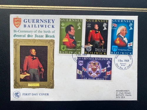 GUERNSEY FDC General Sir Isaac Brock 1969 set on Wessex FDC, GPB FDI