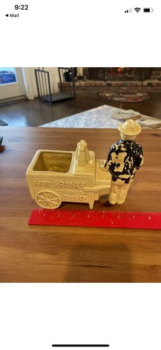 Vintage Yellow ceramic hot franks ice cream pop Street Vendor planter - Picture 6 of 6