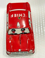 648 - Vintage Japan Fire Chief Tin Car with w/Working Bell on hood Clean 3.75"