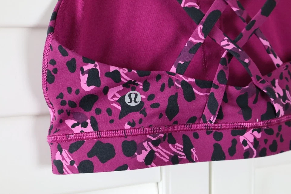 Sutiã esportivo LULULEMON Athletica rosa estampa de leopardo impacto leve tamanho 6 - Imagem 3 de 3