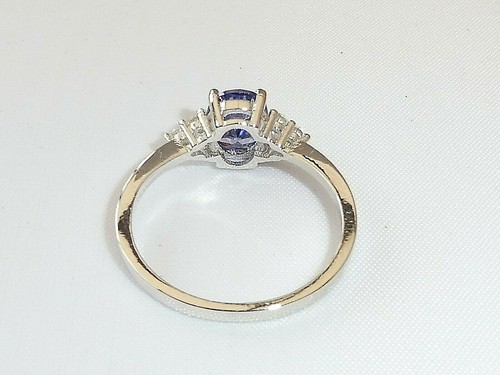 Hand Made Ladies 925 Sterling Silver Oval Cut Tanzanite and White Sapphire Ring - Picture 10 of 10