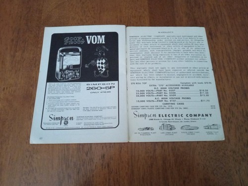 Simpson Operator's Manual Volt OHM Milliammeters Model 270 Series 3 - Picture 4 of 5