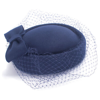 Women 1920s Vintage Style Wool Felt Fascinator Pillbox Hat  display picture 1