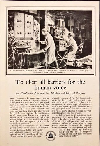 1931 AT&T Bell Telephone Clear All Barriers for the Human Voice Vintage Print Ad - Picture 2 of 2