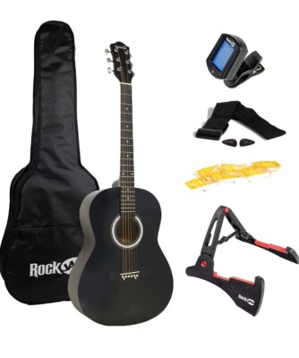 RockJam Acoustic Guitar Superkit Includes Stand, Gig Bag, Tuner, Picks, Plect...