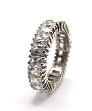 Cool Vintage Sterling Silver White Stone Eternity Band Sz 6.5