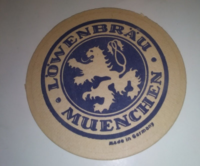 Vintage Lowenbrau Muenchen Round Beer Coaster Made In Germany