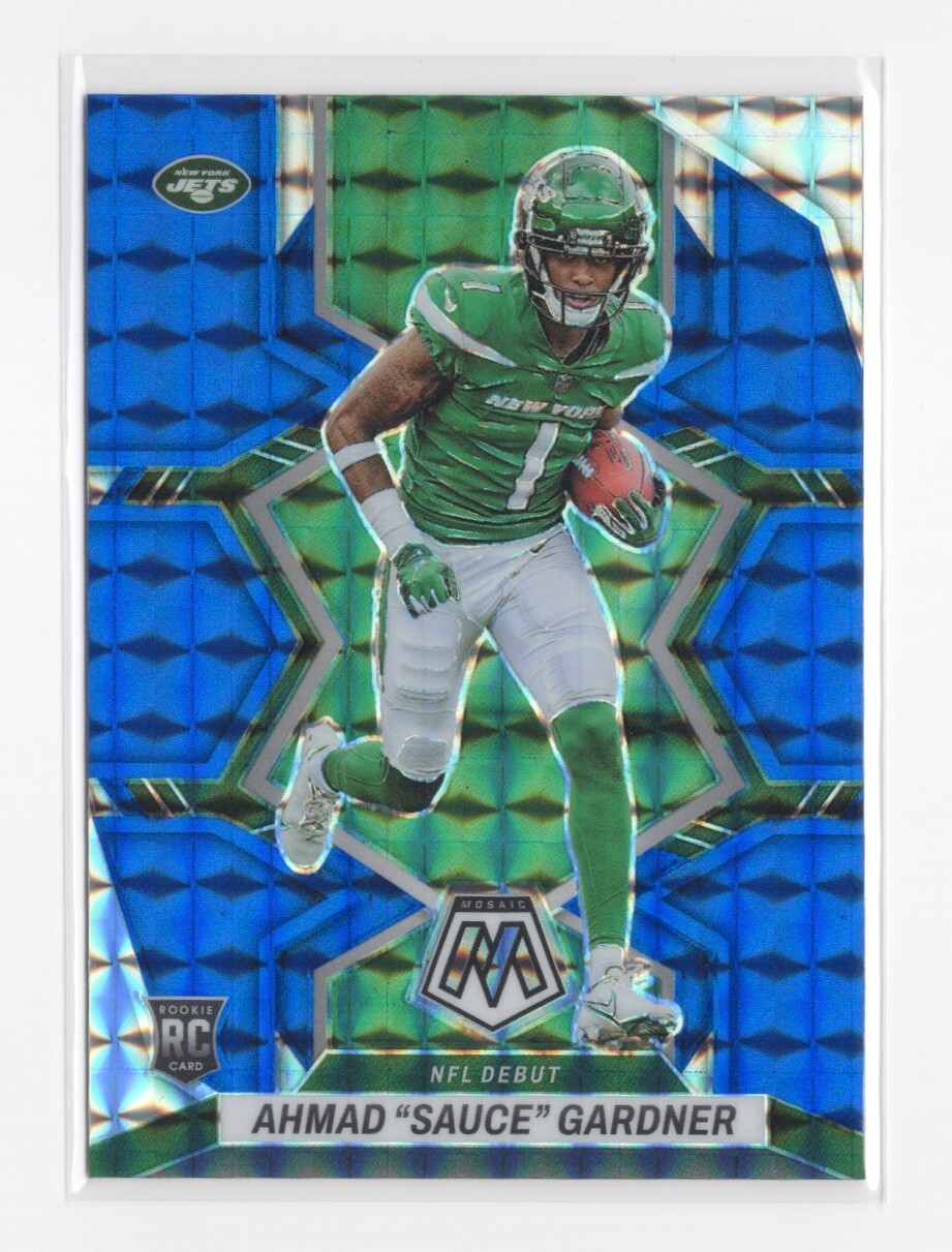 2022 Panini Mosaic NFL Debut Blue Ahmad Gardner #/99 Rookie Card RC