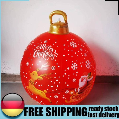 60 cm aufblasbare Weihnachtskugel aus PVC leuchtende Partydekoration (mit Bodenn