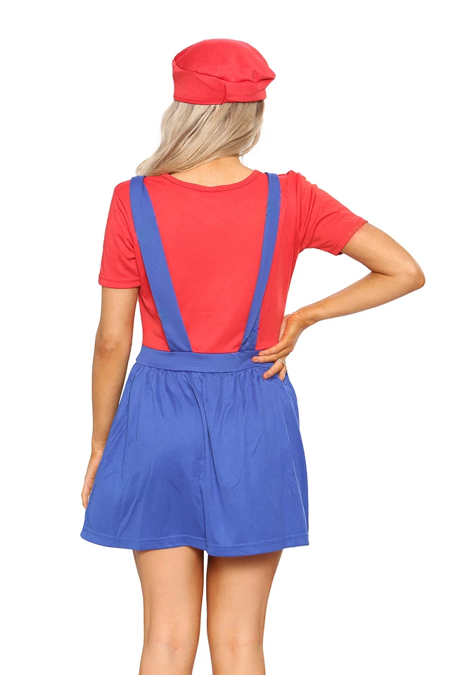 Déguisement femme adulte Super Mario robe fantaisie plombier Bros Halloween tenue - Photo 2/4