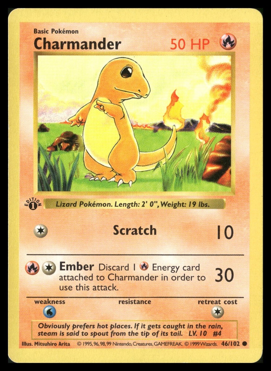 【ARS AU 真贋鑑定】英語版ヒトカゲ Charmander 46/102 Charmander 46/102 - Base Set First Edition Common POKEMON | eBay