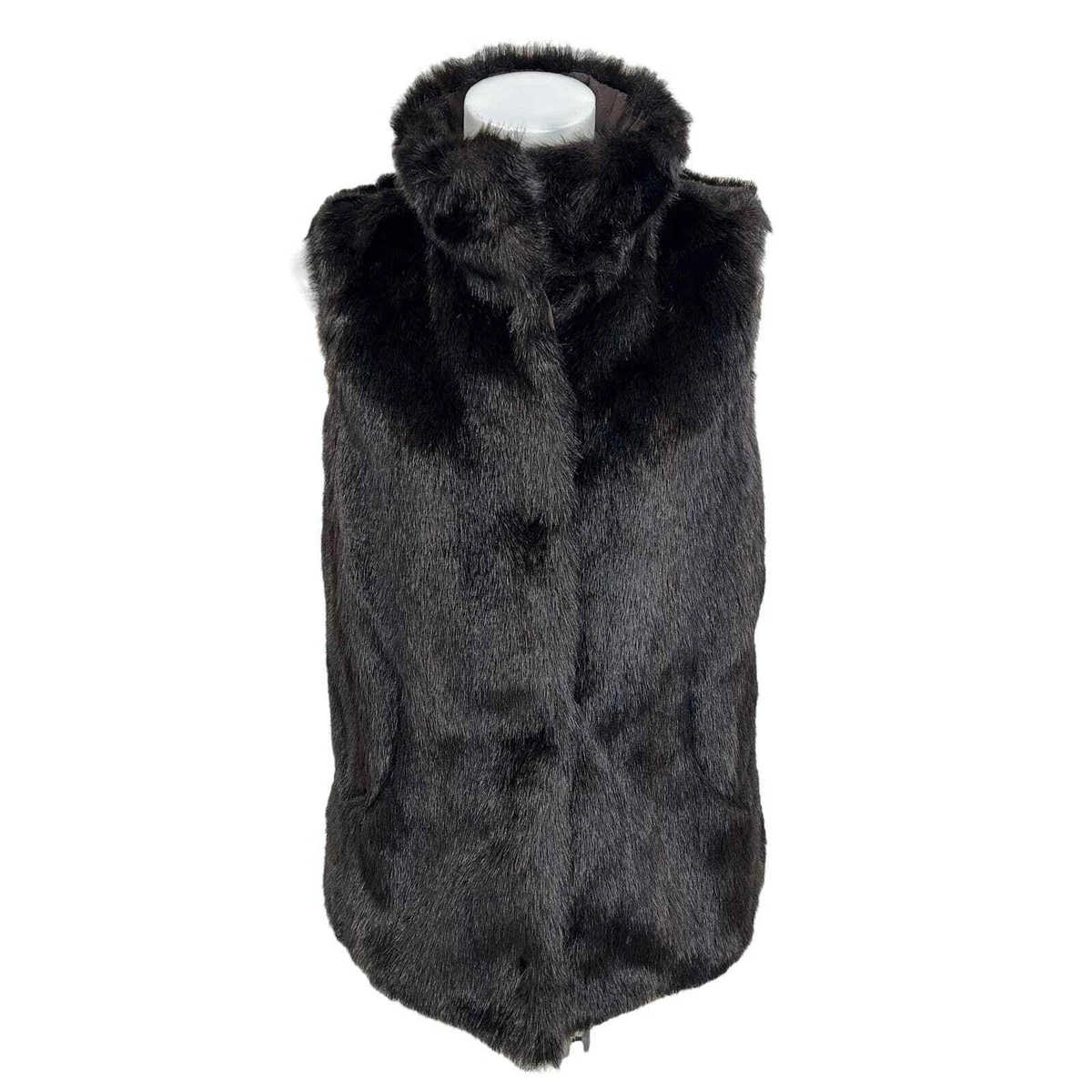 Talbots Vintage Quilted Faux Fur Reversible Vest Womens S Brown eBay