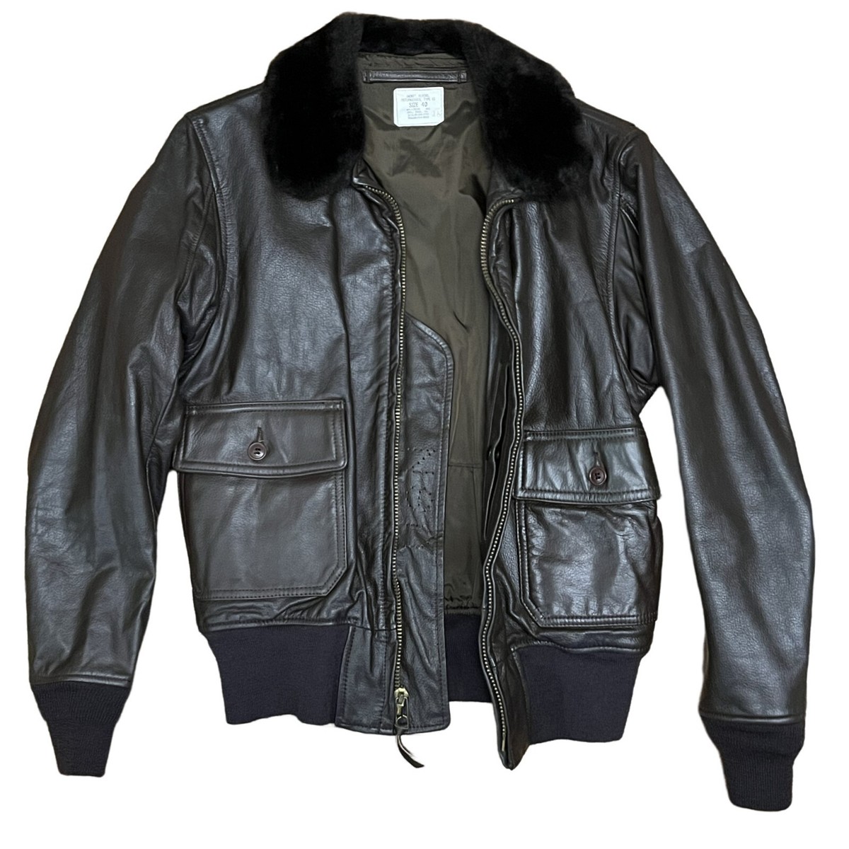 Original G-1 US Flyers Jacket Brill Bros Brown Fur Collar Original G-1 US Flyers Jacket Brill Bros Brown Fur Collar