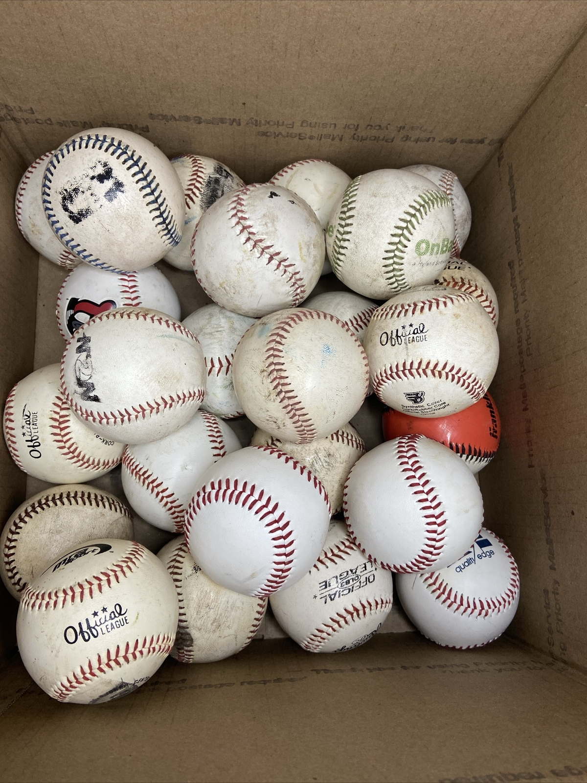 Practice Baseballs Lot of 25 Synthetic cover balls used assorted, Free