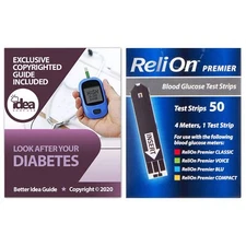 Relion Premier Blood Glucose Test Strips 50ct Bundle with Exclusive "Look Aft...