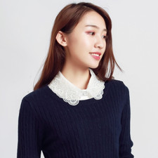 Women Detachable Fake Collar Organza Sequin Neckband Tie Blouse Accessories
