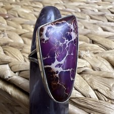 Sterling Silver 925 Hippy Boho Purple Stone Ring Asymmetrical
