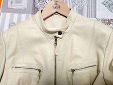Giubbino donna FABI vera pelle morbidissima colore avorio.