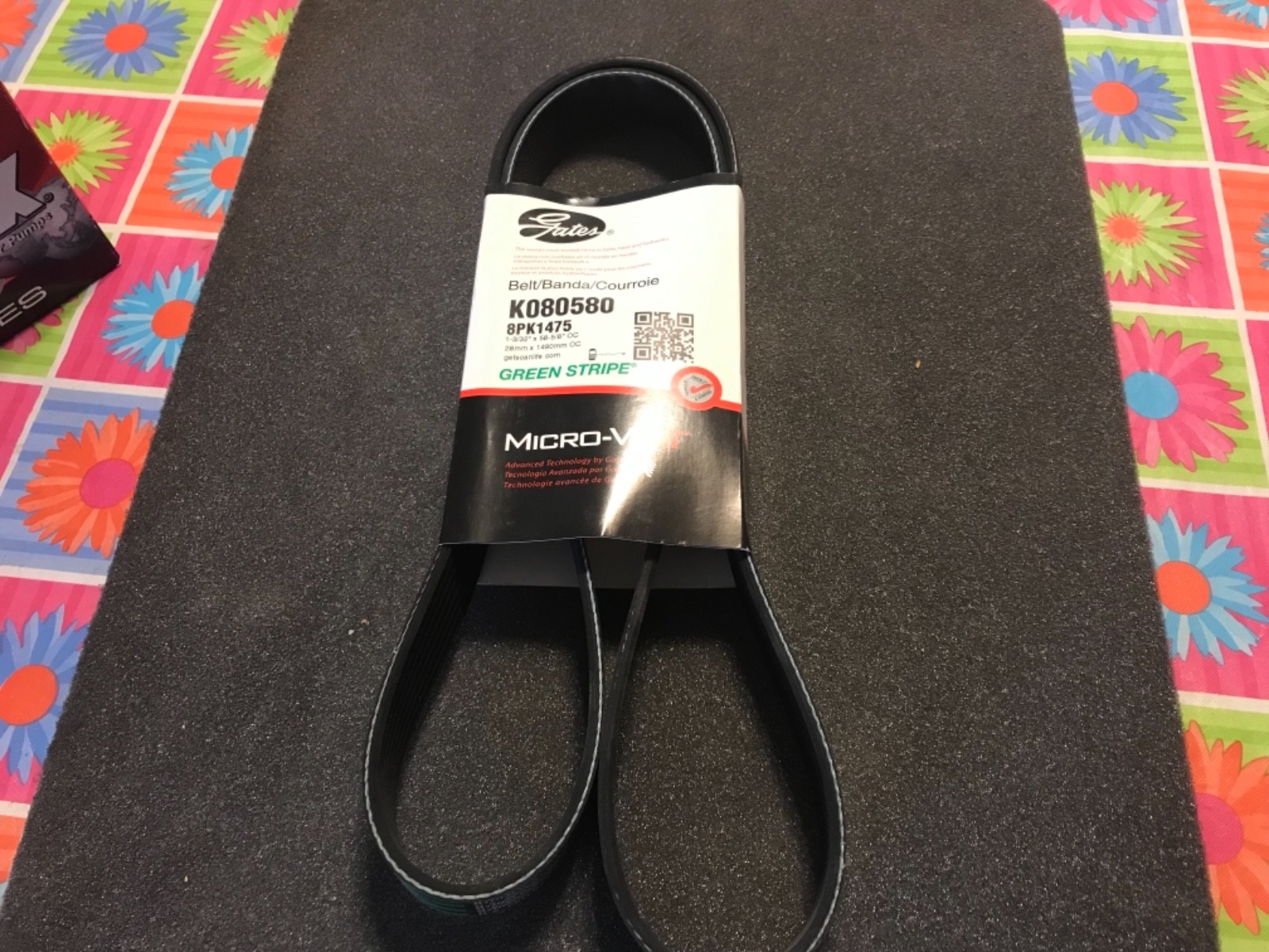 Gates Green Stripe MicroV Serpentine Automotive K080580 Belt 13/32” x