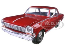 1964 CHEVROLET NOVA SS BURGUNDY 1/25 DIECAST MODEL CAR BY NEW RAY 71823 A