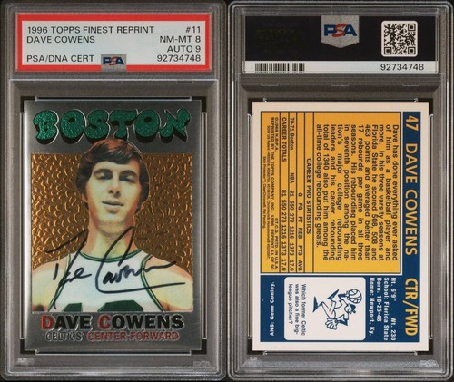 1996 Topps Finest Dave Cowens PSA 8 DNA 9 AUTOgraph Boston Celtics #11 cc59