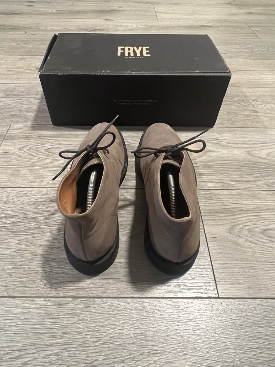 Frye Seth Chukka Gray Leather Suede Lace Up Boots Men display picture 2