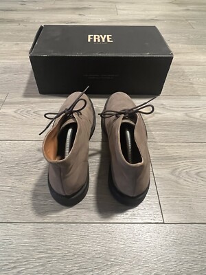 Frye Seth Chukka Gray Leather Suede Lace Up Boots Men display picture 3