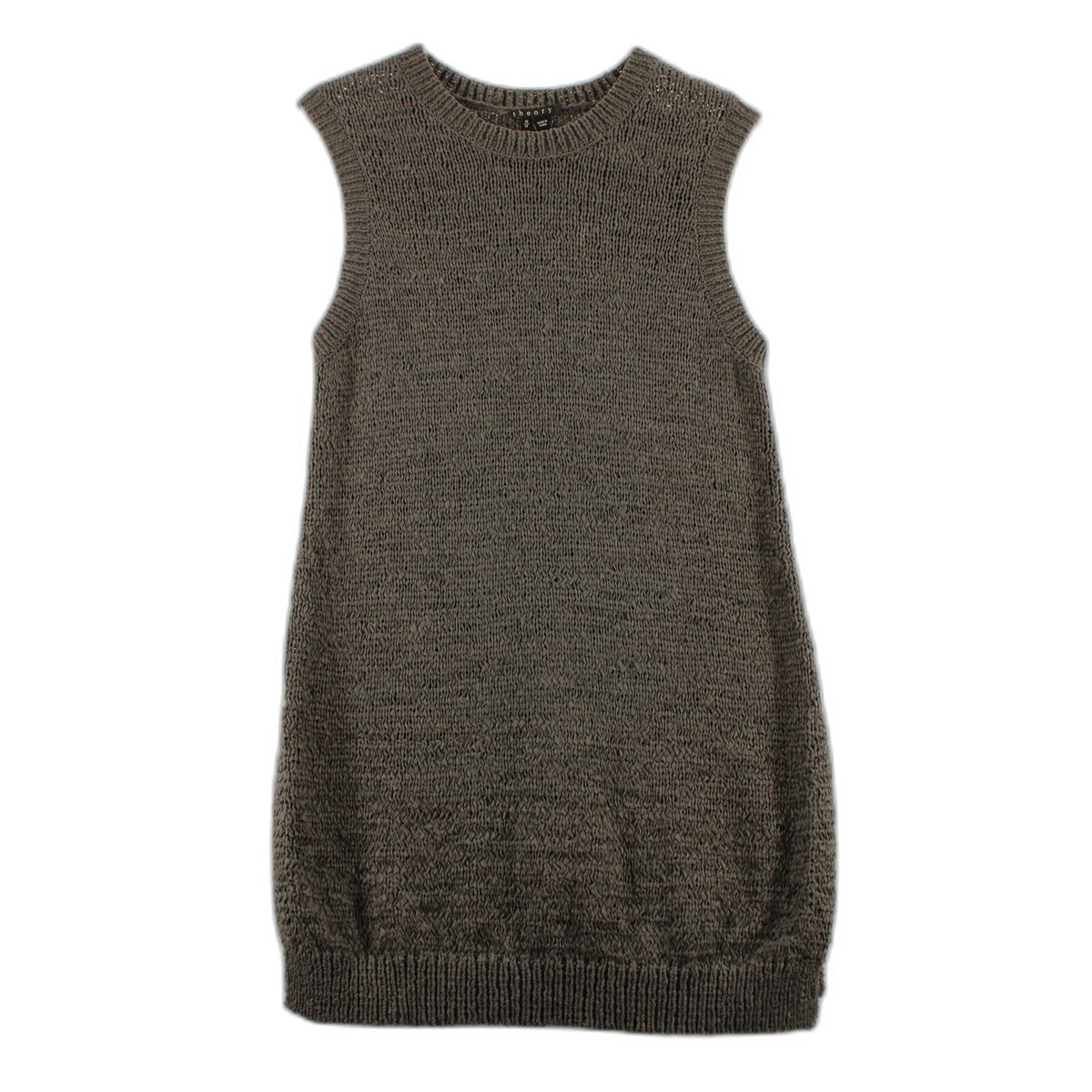 Theory Meenaly Worthy Crochet Sweater Sleeveless Women s Size Medium Gray