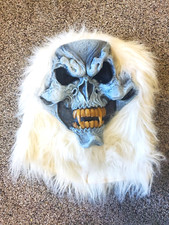 Ice Vampire Zombie Fangs Costume Mask With Fur Vintage Halloween