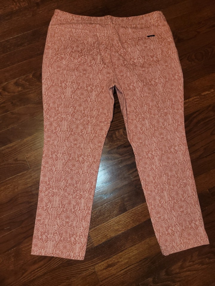 E39 Eric Pants Womens Size 14 Orange Peach Snakeskin Print Straight