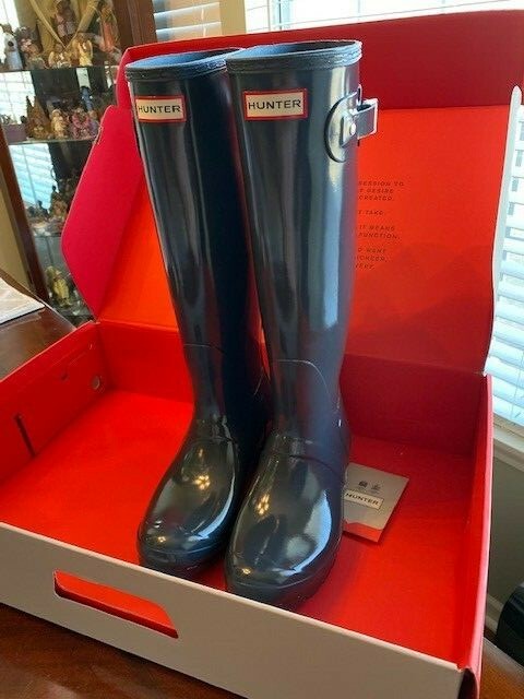 Hunter Slate/Gray Rain Boots Woman's OriginL Tall Rain Boots - Size 9 Waterproof image 7