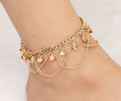 Indian Bridal 18K Gold Plated Layered Beaded Tassel Anklet Ankle Bracelet Chain