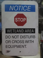 Vintage American Electric Power Notice Stop Wetland Area Warning SIgn 18 x 12