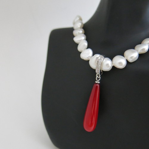 Vario-Anhänger Clip Anhänger mit Muschelkernperle 8 x 30mm rot / dunkles rot TOP - Imagen 2 de 10