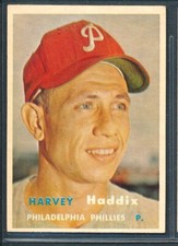 1957 Topps #265: HARVEY HADDIX 4th Series SP, Philadelphia Phillies ~ EX-MT