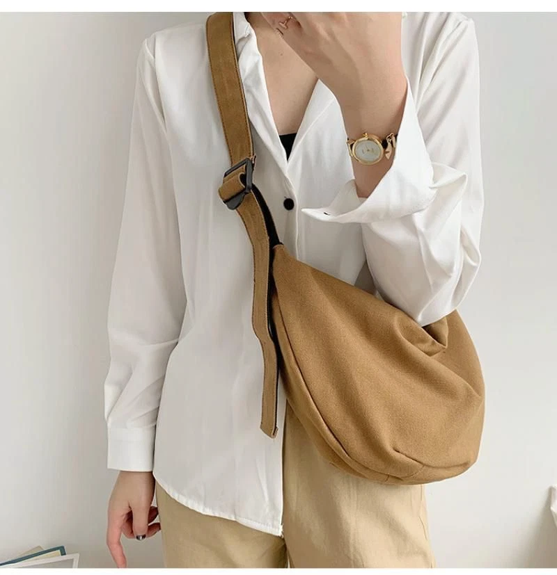 Canvas Crossbody Bags Dumpling Shape Shoulder Bag Large Tote