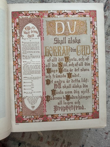 ✝️ RARE ANTIQUE 1890 FAMILY BIBLE SWEDISH LANGUAGE DEN HELIGA SKRIFT HISTORICAL - Picture 2 of 12