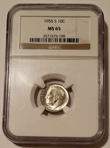 1955 S Roosevelt Dime MS65 NGC