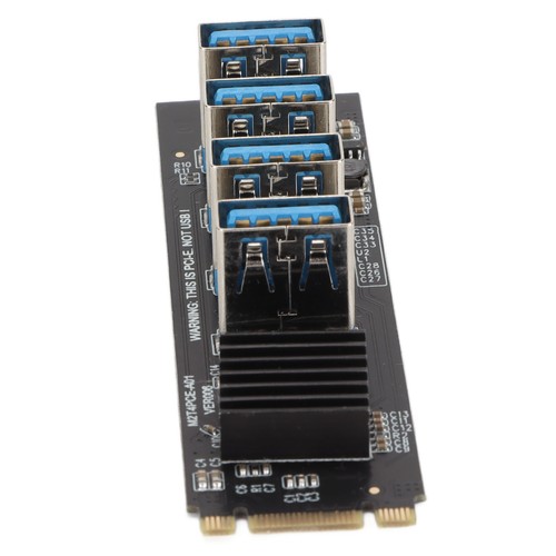 M.2 NVME To PCIE 1X Riser Card M.2 NVME To 4 Ports PCIE 1X USB 3.0 Heat Diss Fit - Picture 17 of 22